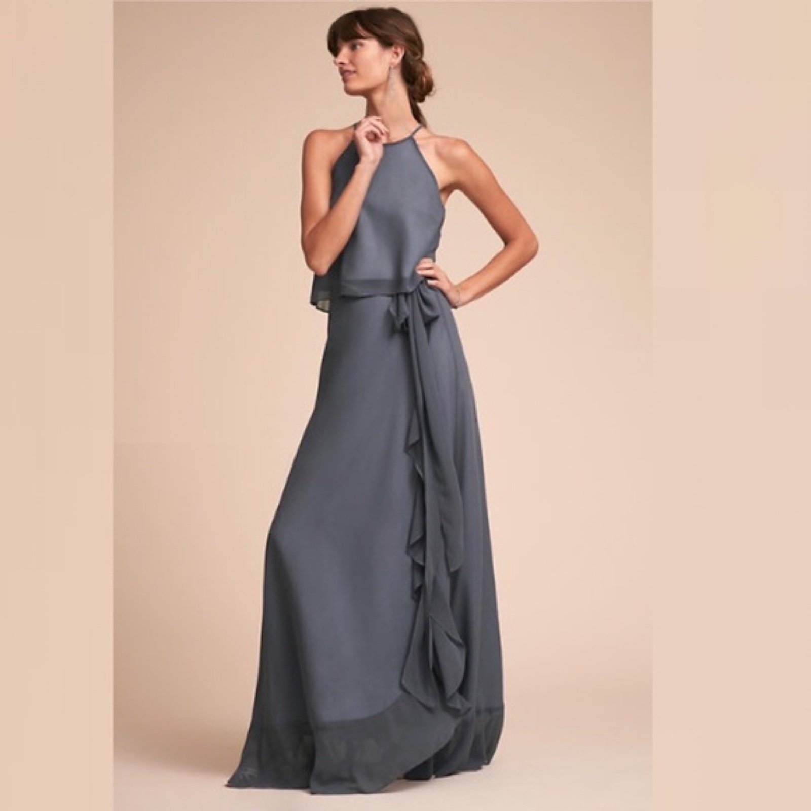 Donna Morgan Collection & BHLDN Etoile Chiffon Wrap Skirt Sz US 6 Ruffle Hem