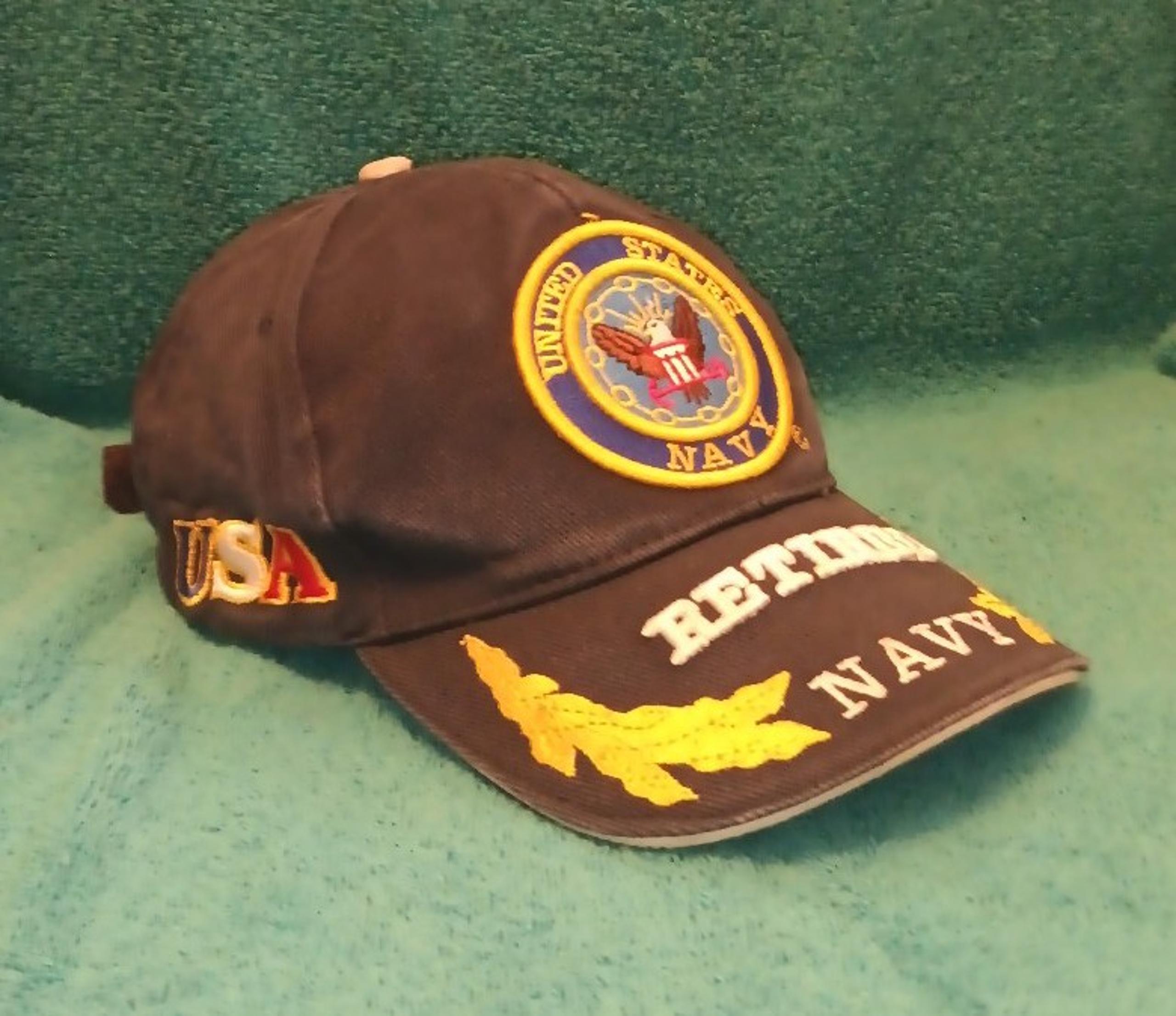 Vintage United States Navy retired USA Hat Cap Velcro strap
