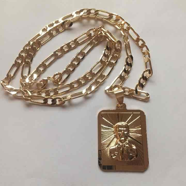 14K Gold Jesus Malverde Necklace Pendant