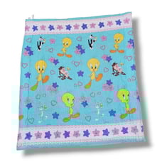 Looney Tunes Comforter Tweety Bird REVERSIBLE Vintage Blanket Teal Pink Hearts