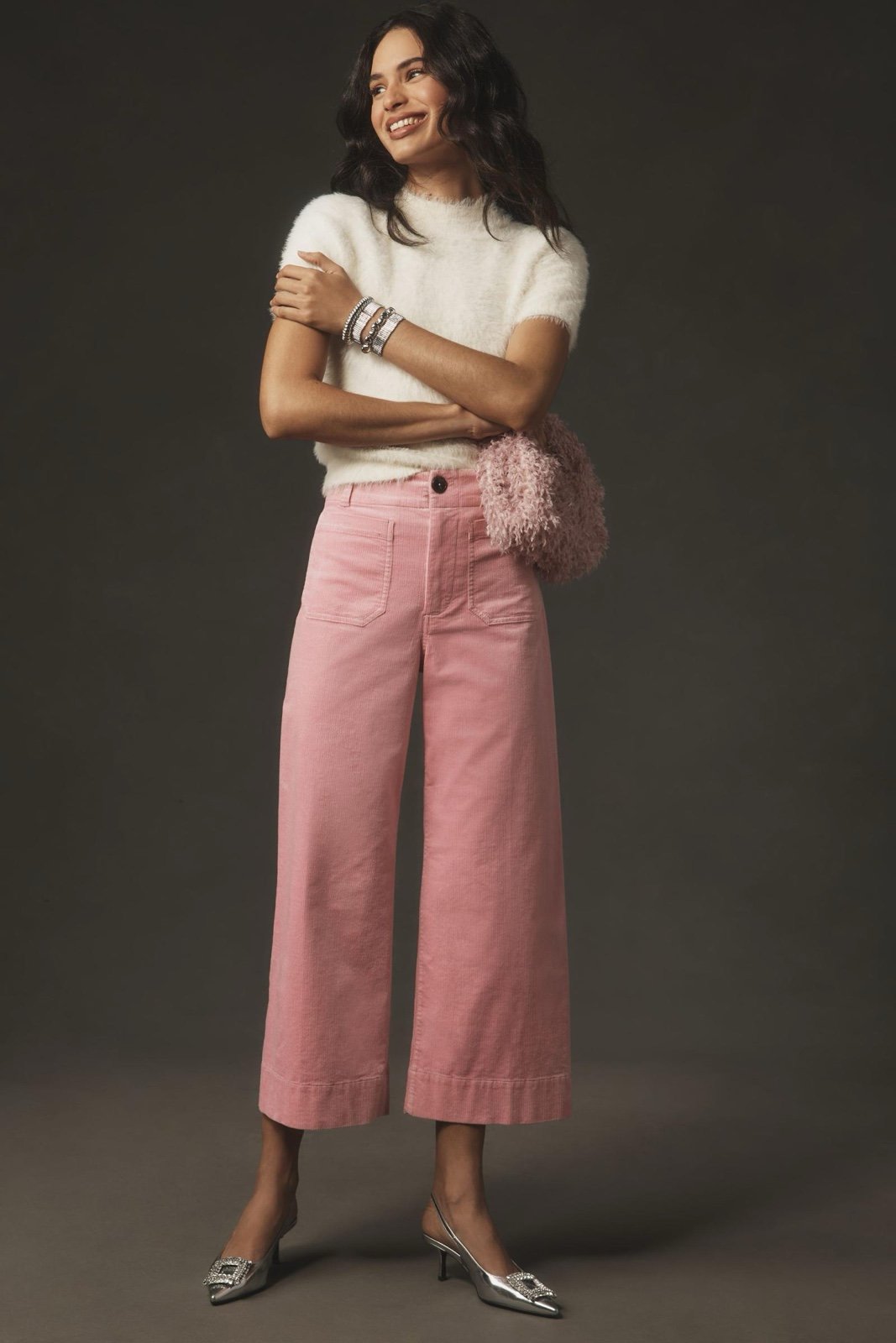 Anthropologie pink Colette corduroy