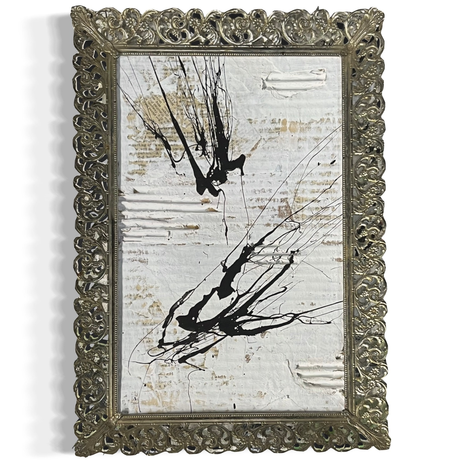 Original Framed Mixed Media Abstract Art Painting 11x15.5 Ceremony