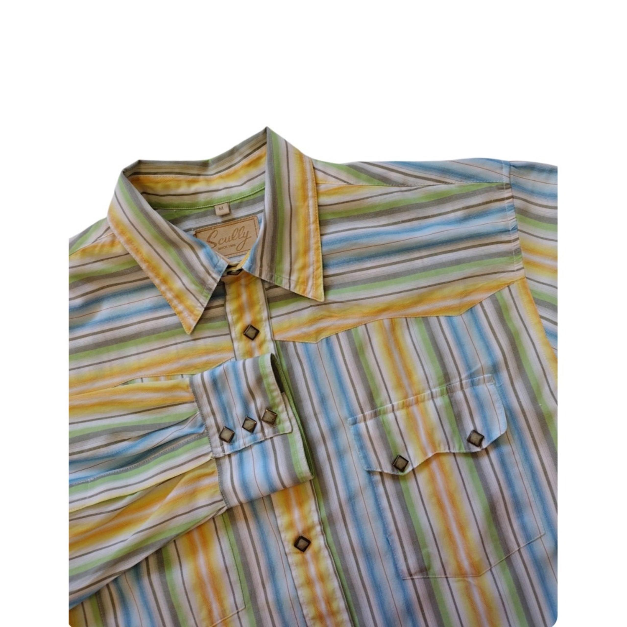 Scully Wester Shirt Man's M Multicolor Striped Square Snap Buttons Long Sleeve