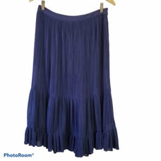 Reiss Pleated Navy Blue Flowy Midi Skirt