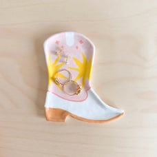 Star cowboy boot, jewelry ring trinket dish,ceramic clay pottery, handmade decor