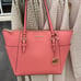 MICHAEL KORS Charlotte Large Leather Top-Zip Tote Tea Rose