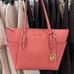 MICHAEL KORS Charlotte Large Leather Top-Zip Tote Tea Rose