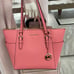 MICHAEL KORS Charlotte Large Leather Top-Zip Tote Tea Rose