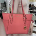 MICHAEL KORS Charlotte Large Leather Top-Zip Tote Tea Rose