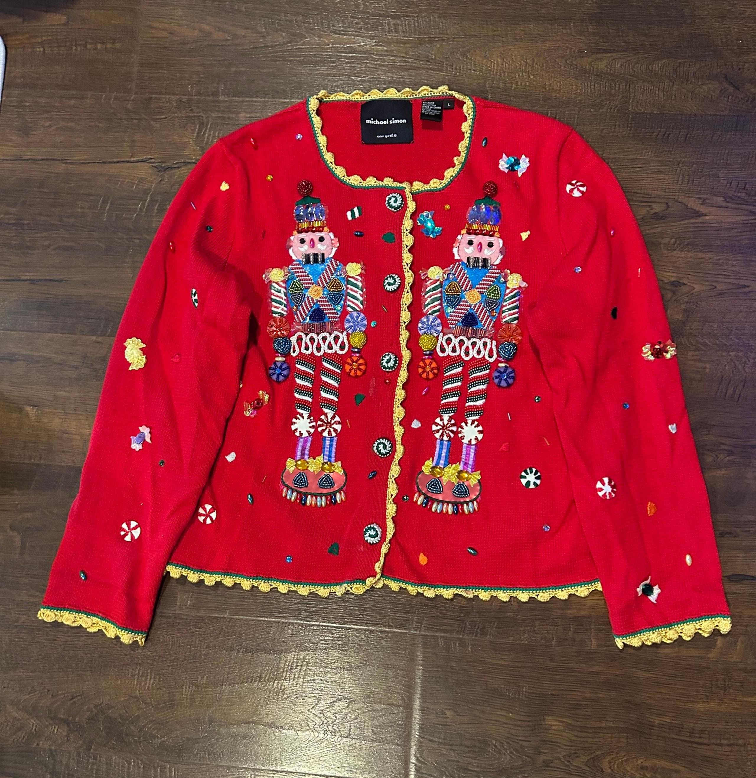 Vintage Michael Simon NUTCRACKER Cardigan Sweater SIZE L