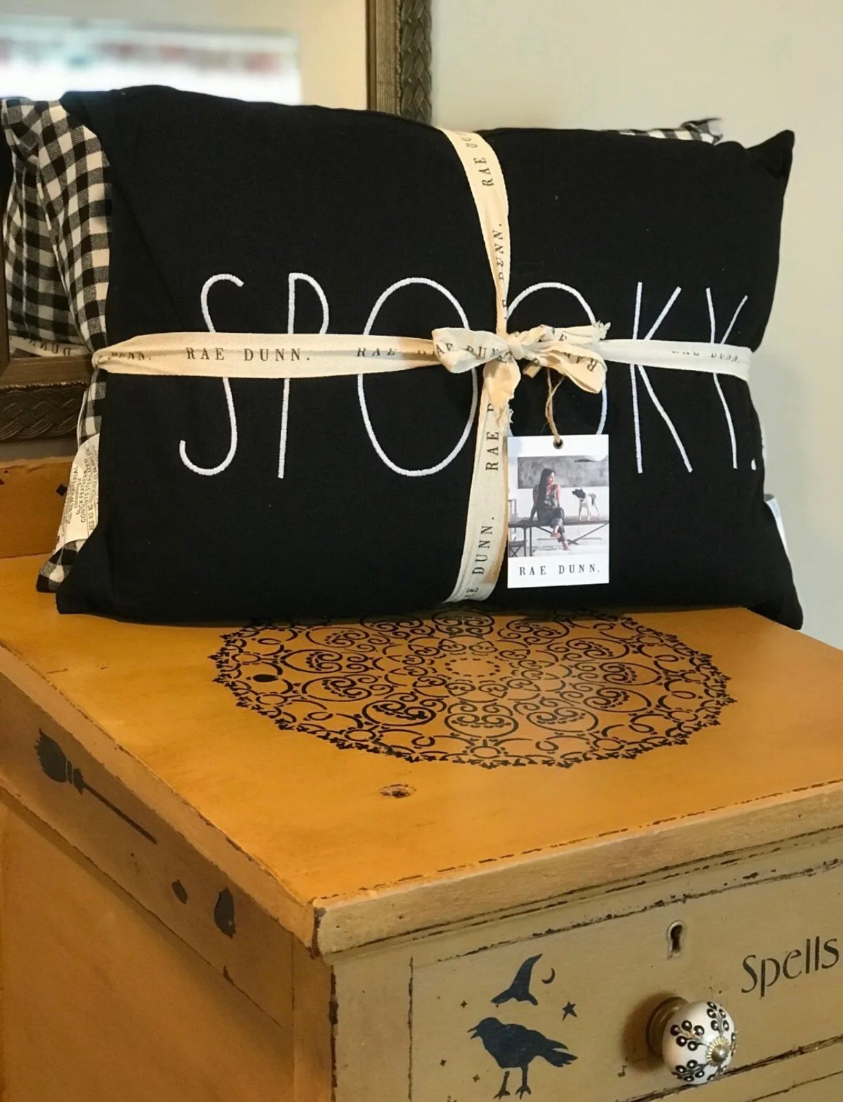 Rae Dunn Magenta Halloween Spooky/ Check Pillow Set Lumbar NWT