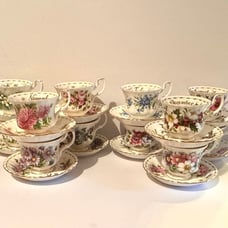 Royal Albert Vintage 24 Piece Set Flowers of the Month Cup & Saucers EXC Cond
