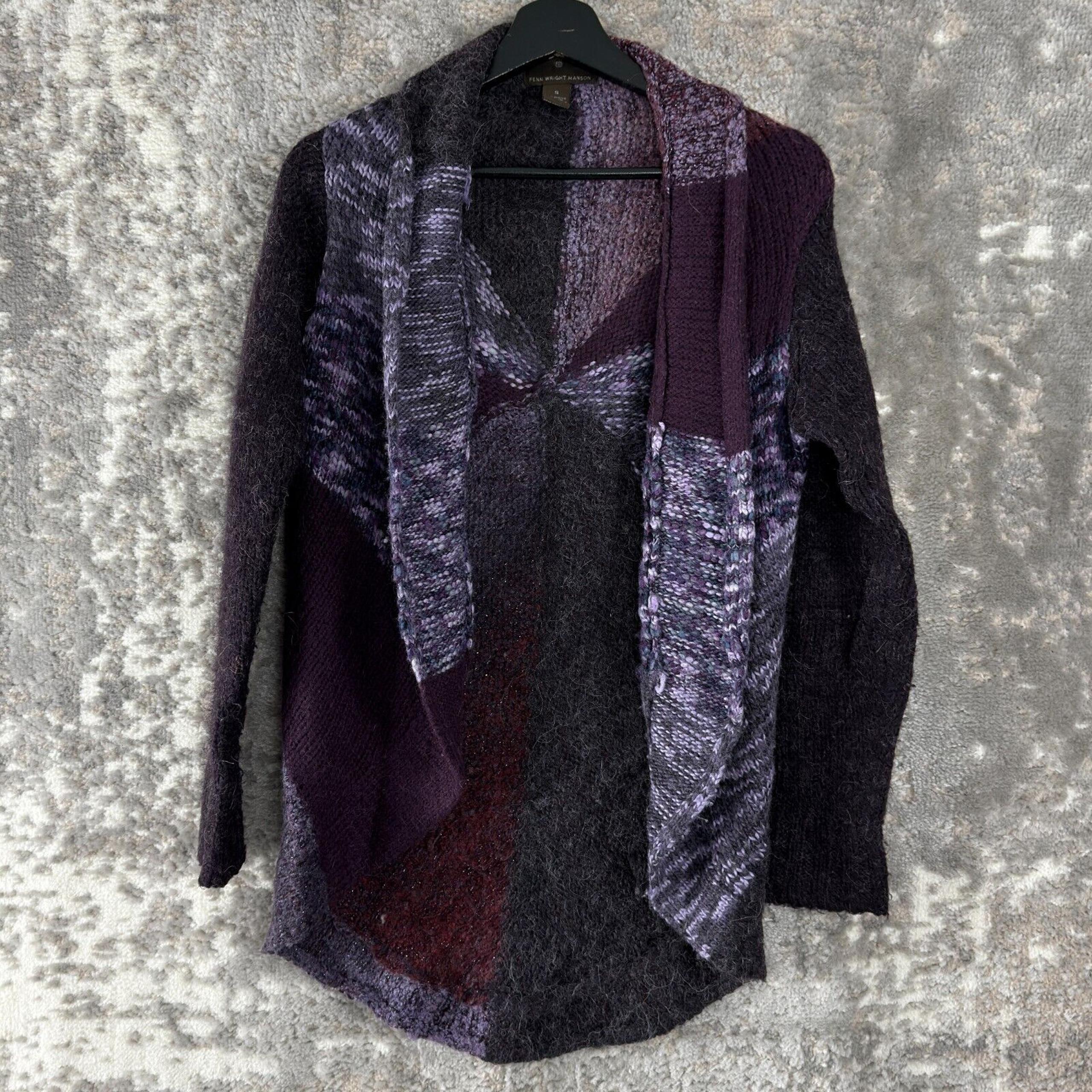Fenn Wright Mason Sz S Colorblock Alpaca Wool Blend Cardigan Sweater Purple - Fenn Wright Manson