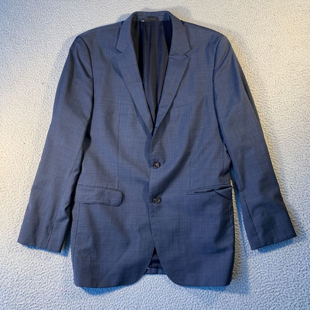 Hugo Boss Super 100 Wool Blazer Mens 42 Long Blue Two Button