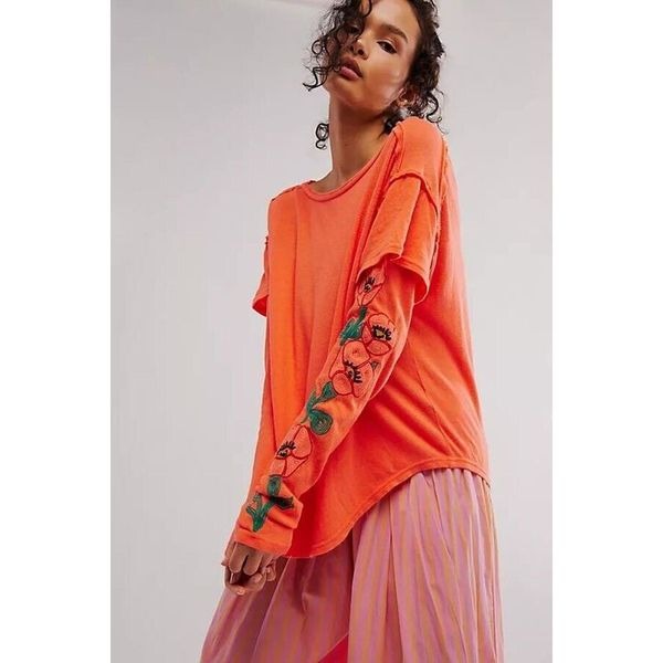 Free People Not Your Poppys Long-Sleeve Tee Size S