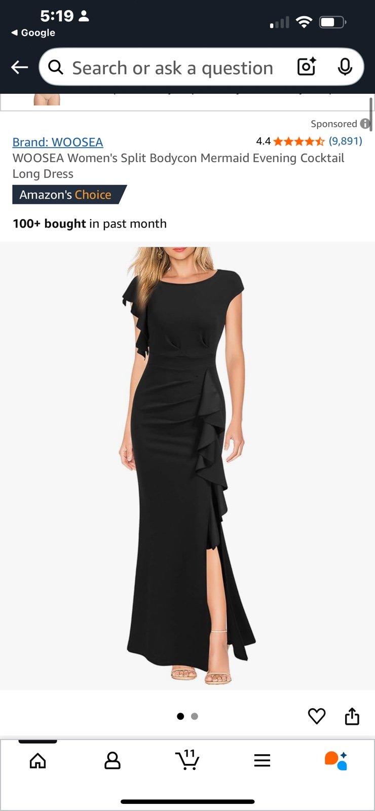 WOOSEA Women's Split Bodycon Mermaid Evening Cocktail Long Dress