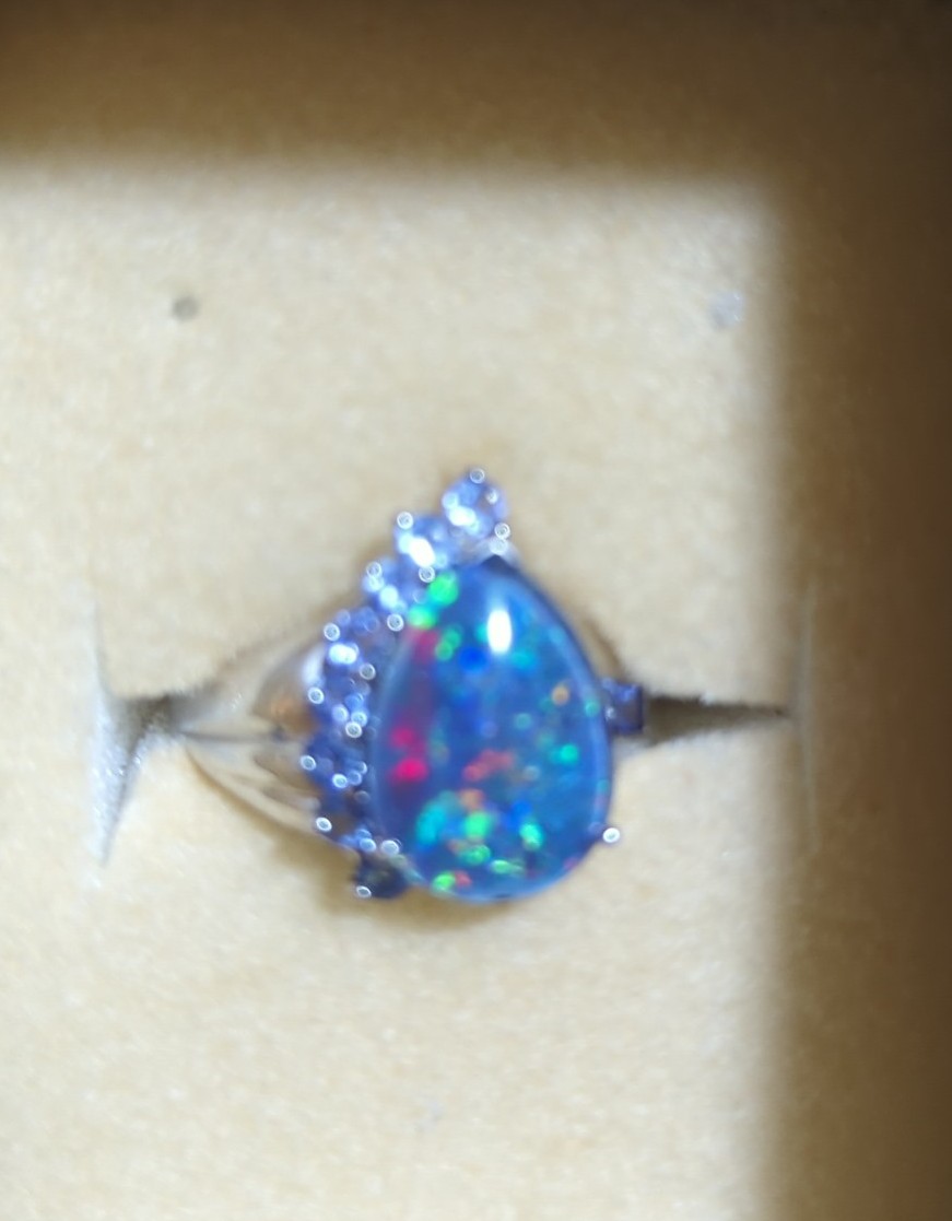 Beautiful fiery Australian opal triplet ring. Size 9