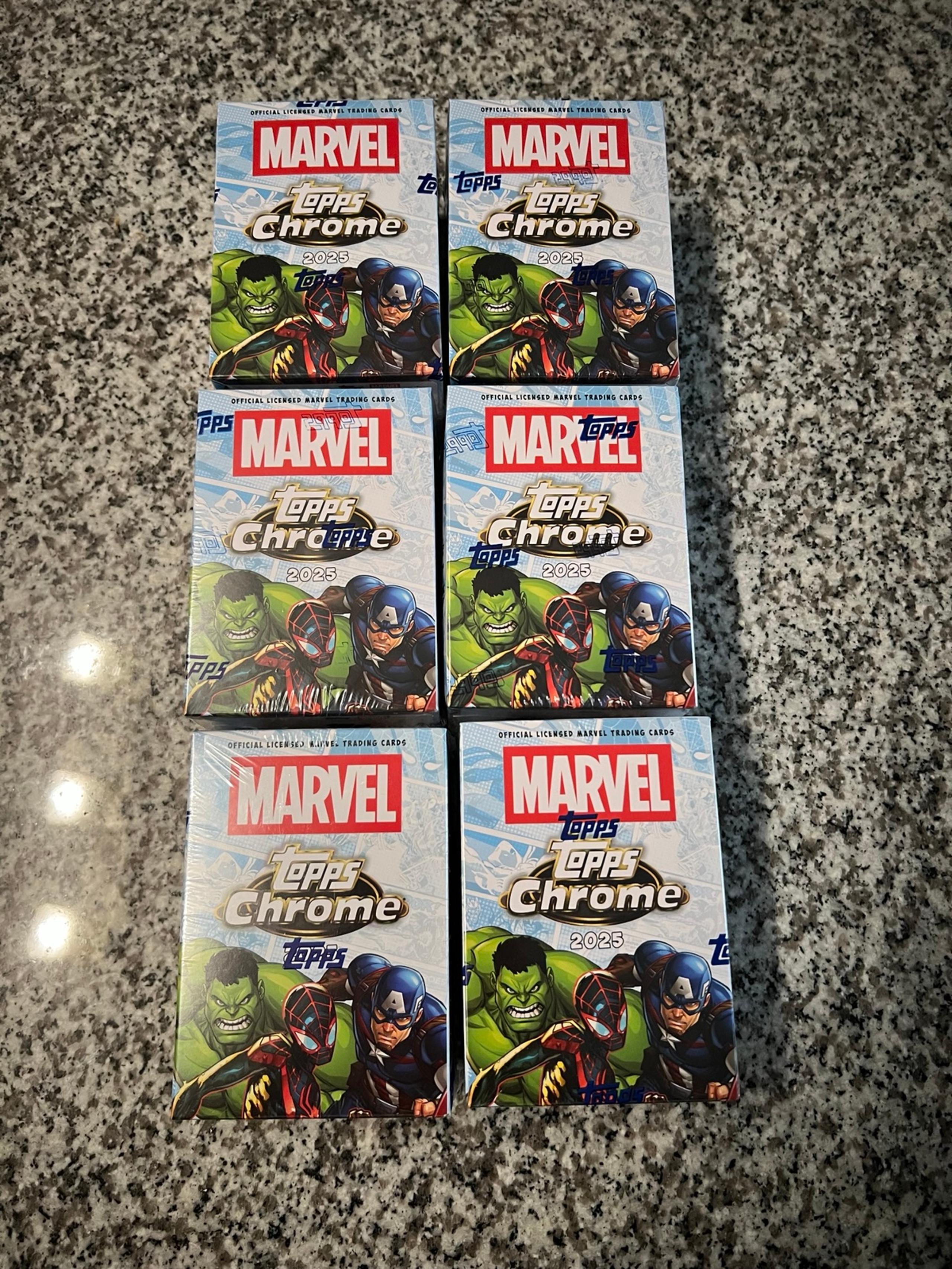 2025 Topps chrome Marvel blaster box 6 boxes brand new Sealed fast shipping…!