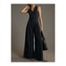 Anthropologie 'The Avery' Navy Wide Leg Sleeveless V Neck Jumpsuit By Maeve
