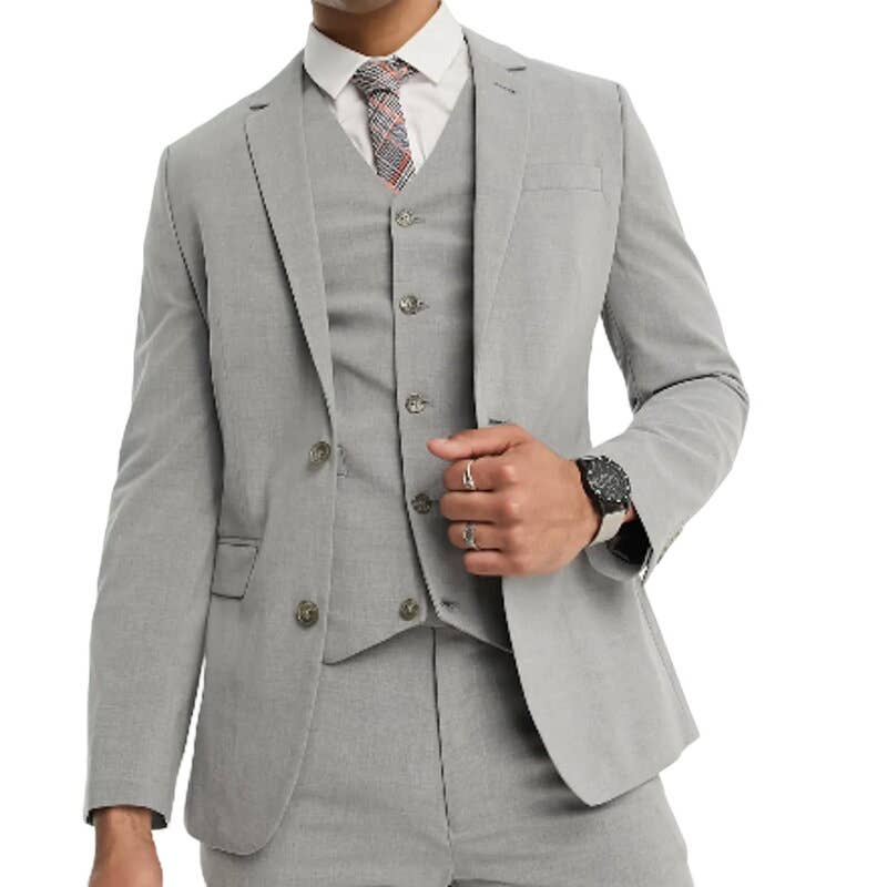 ASOS Design Skinny Suit Jacket in Grey, Size 32R