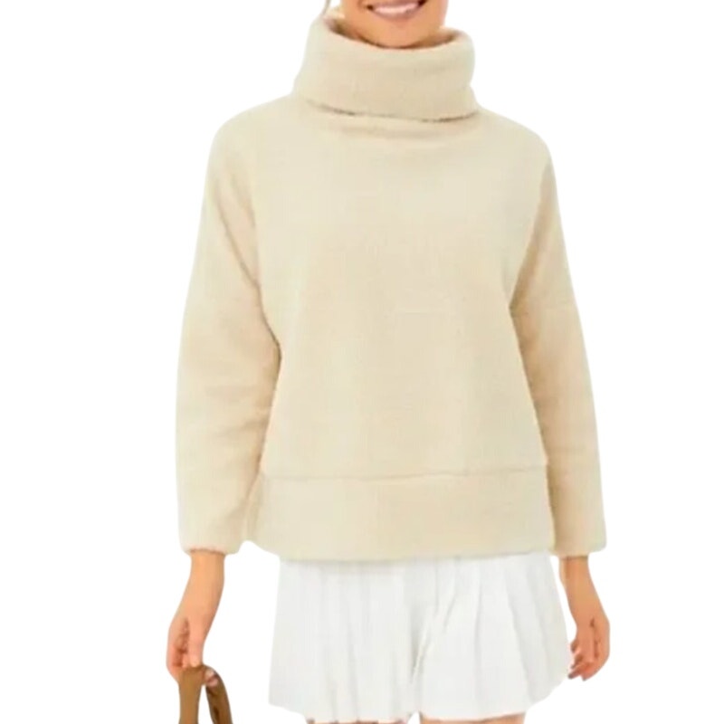 Tuckernuck XS Cream Rollins Funnel Neck Sweater Faux Sherpa Fuzzy Cozy