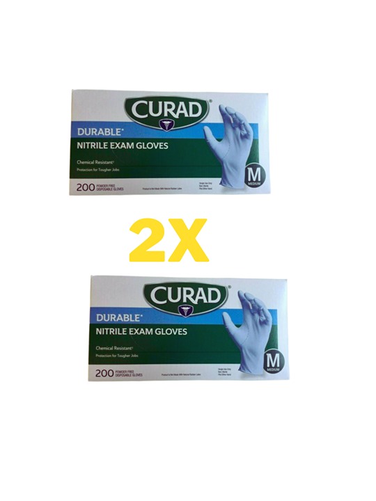 Pack of 2 Curad Nitrile Exam Gloves - 200-Count (400 gloves)