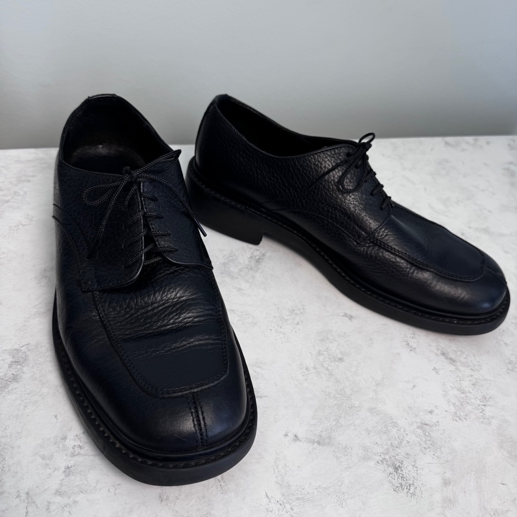 Men's J. Crew Leather Dress Shoes Size 10.5 Black Made in Italy Derby Oxford