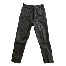 Genuine Black Leather Zip Fly Pants Size 27” Waist