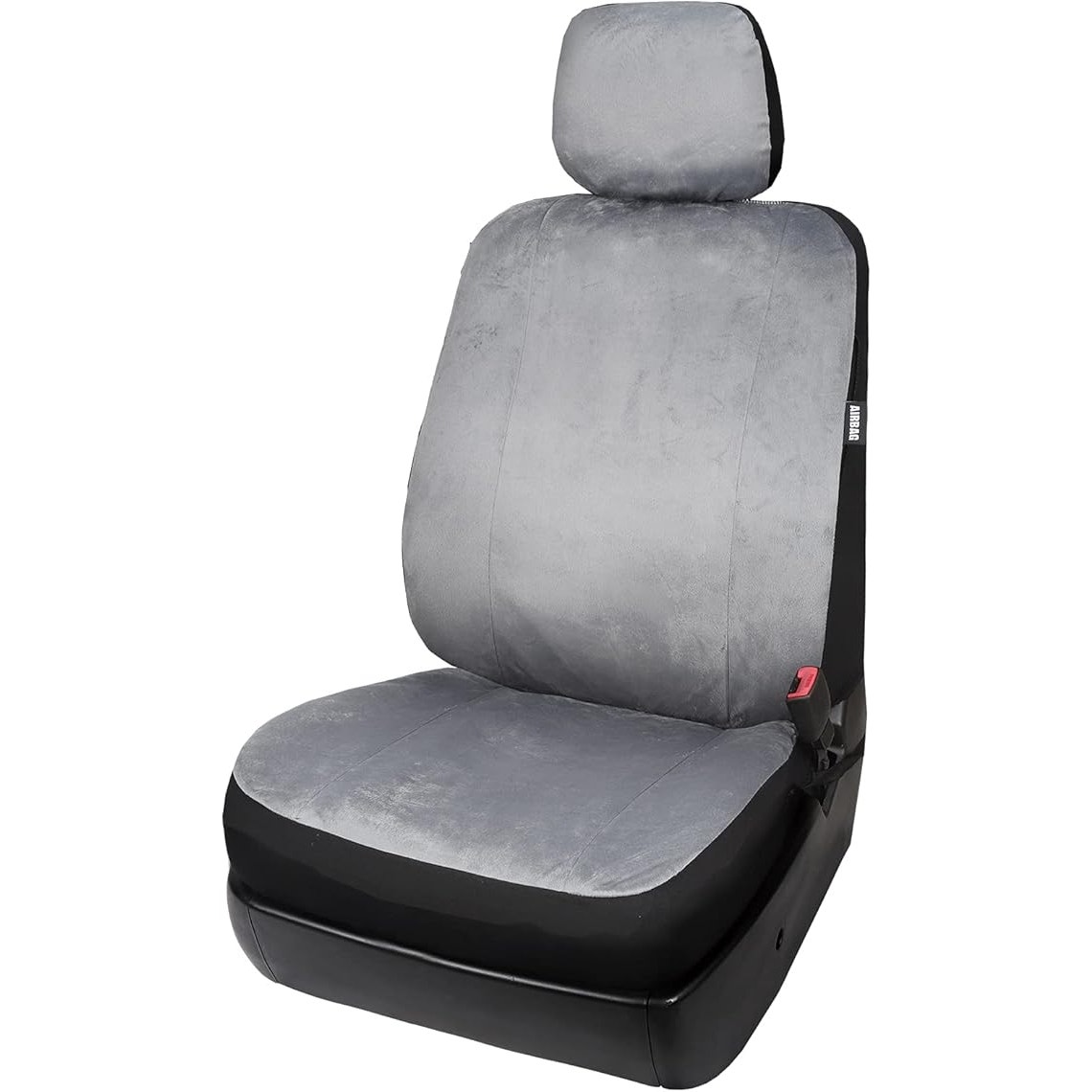 Velour Super Soft Gray Car Front Seat Cover w/ Headrest Cover Airbag Compatible