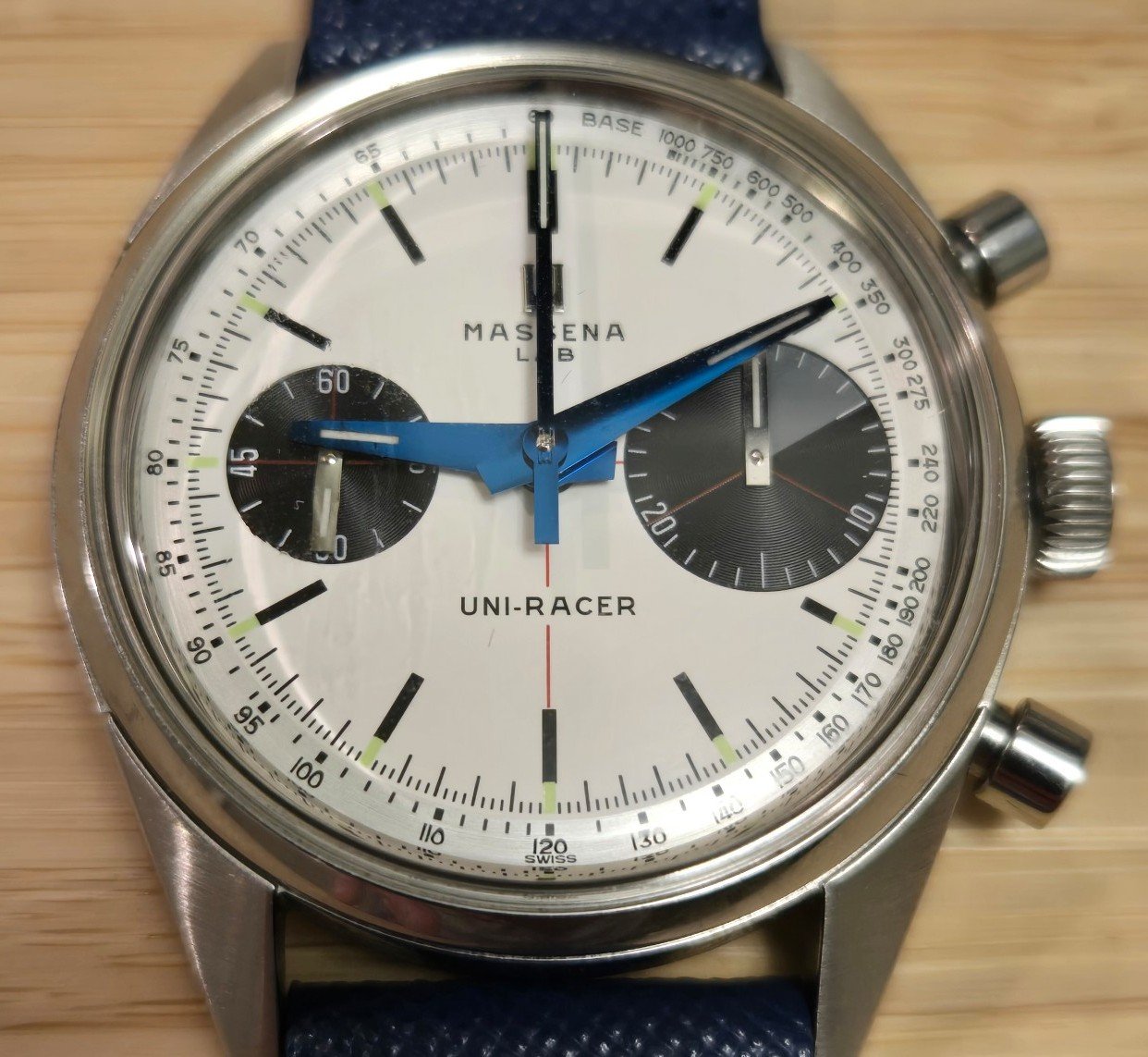 Massena Lab Uni-Racer 39mm Manual Wind Mechanical Chronograph BOX + PAPERS