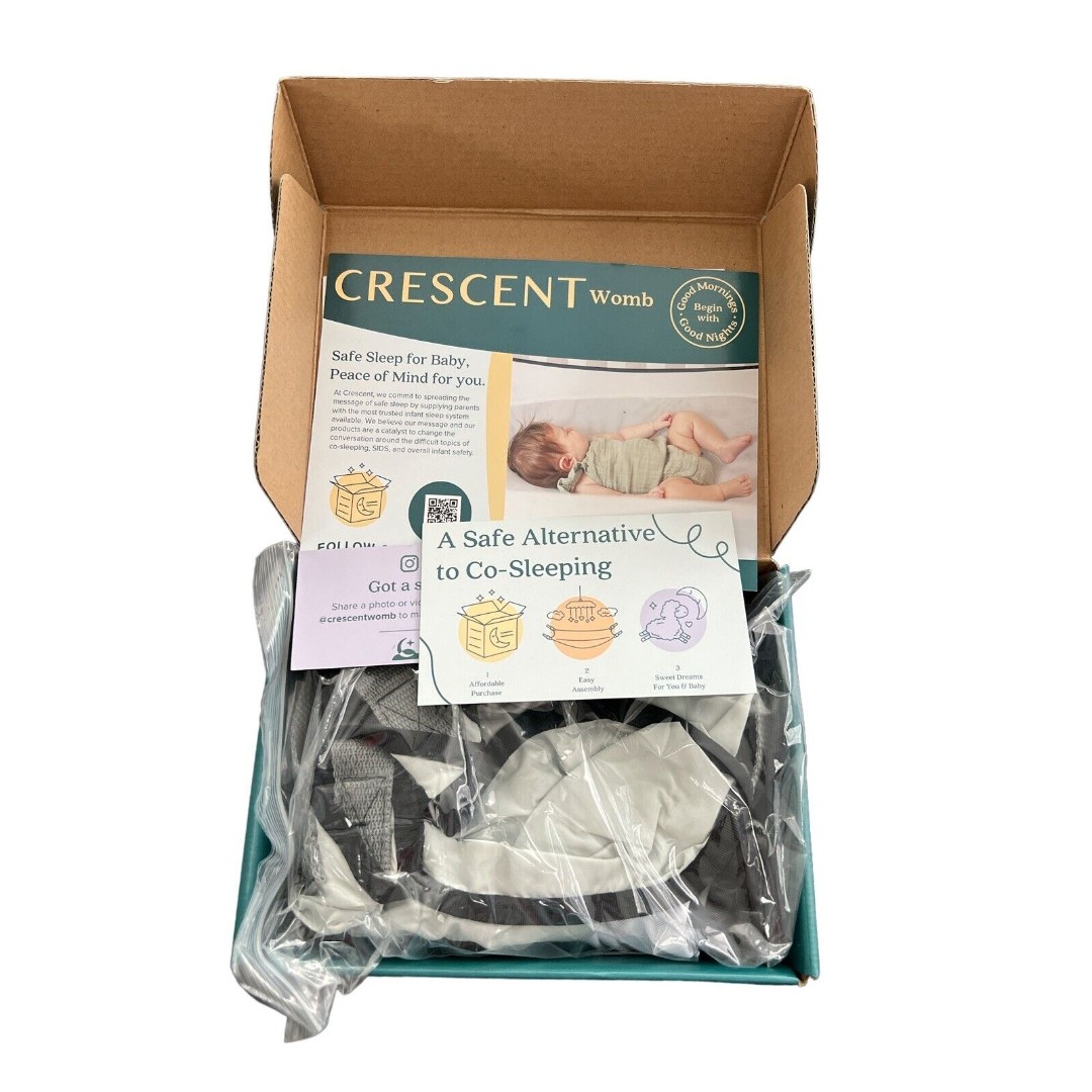 Crescent Womb Infant Safety Bed - Breathable & Strong Material - Grey - New