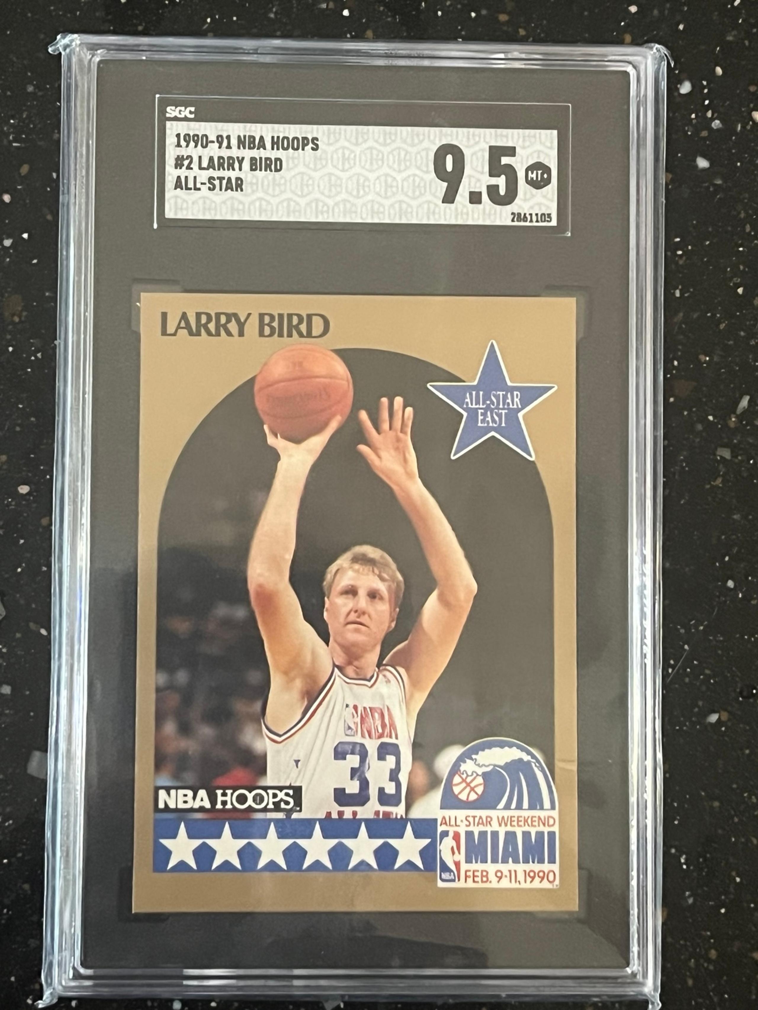 Larry Bird 1990 NBA Hoops All Stars Card #2 almost perfect 9.5 Grade !