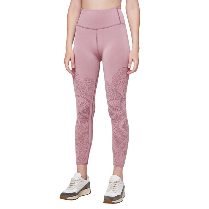 Lululemon Yoga Reveal Tight Zen Expression Vintage Mauve Sz 10 Pocket Stretch