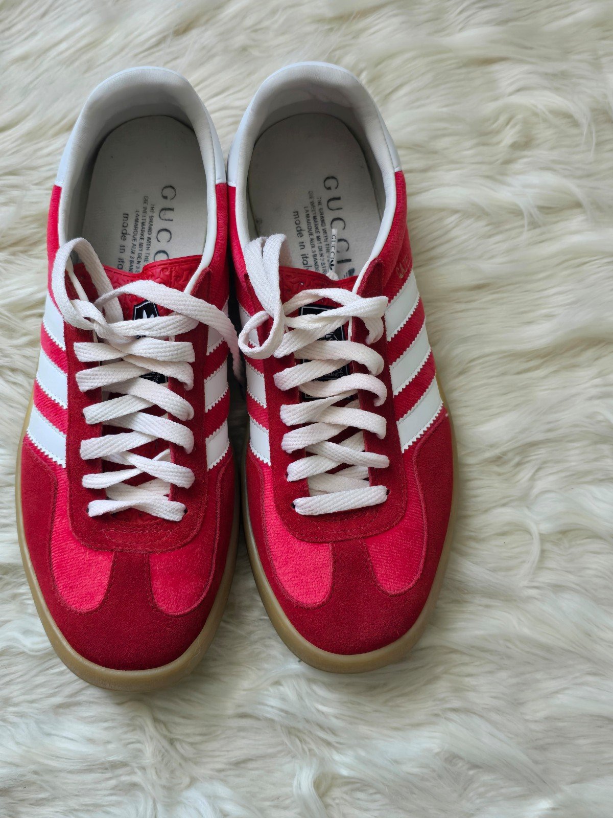 Gucci x adidas gazelle suede sneaker red made in italy size 7 eur 40