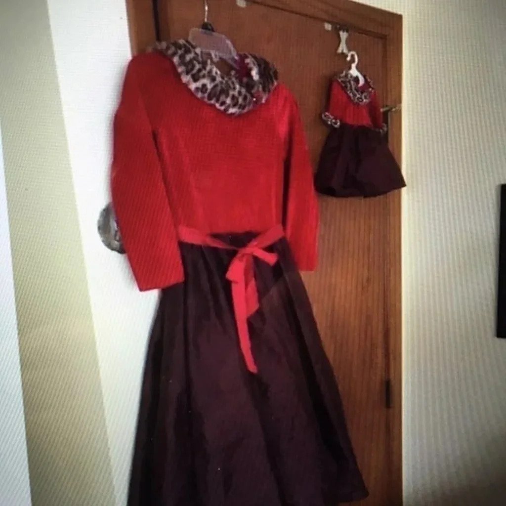 American Girl Doll Chocolate Cherry Dress, Girls size 12 plus AG Doll Dress NICE