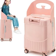 New 22” inch Lock Luggage with child seat 360 wheels Pink