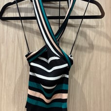 Scripted Crossed halter tube top Size XS