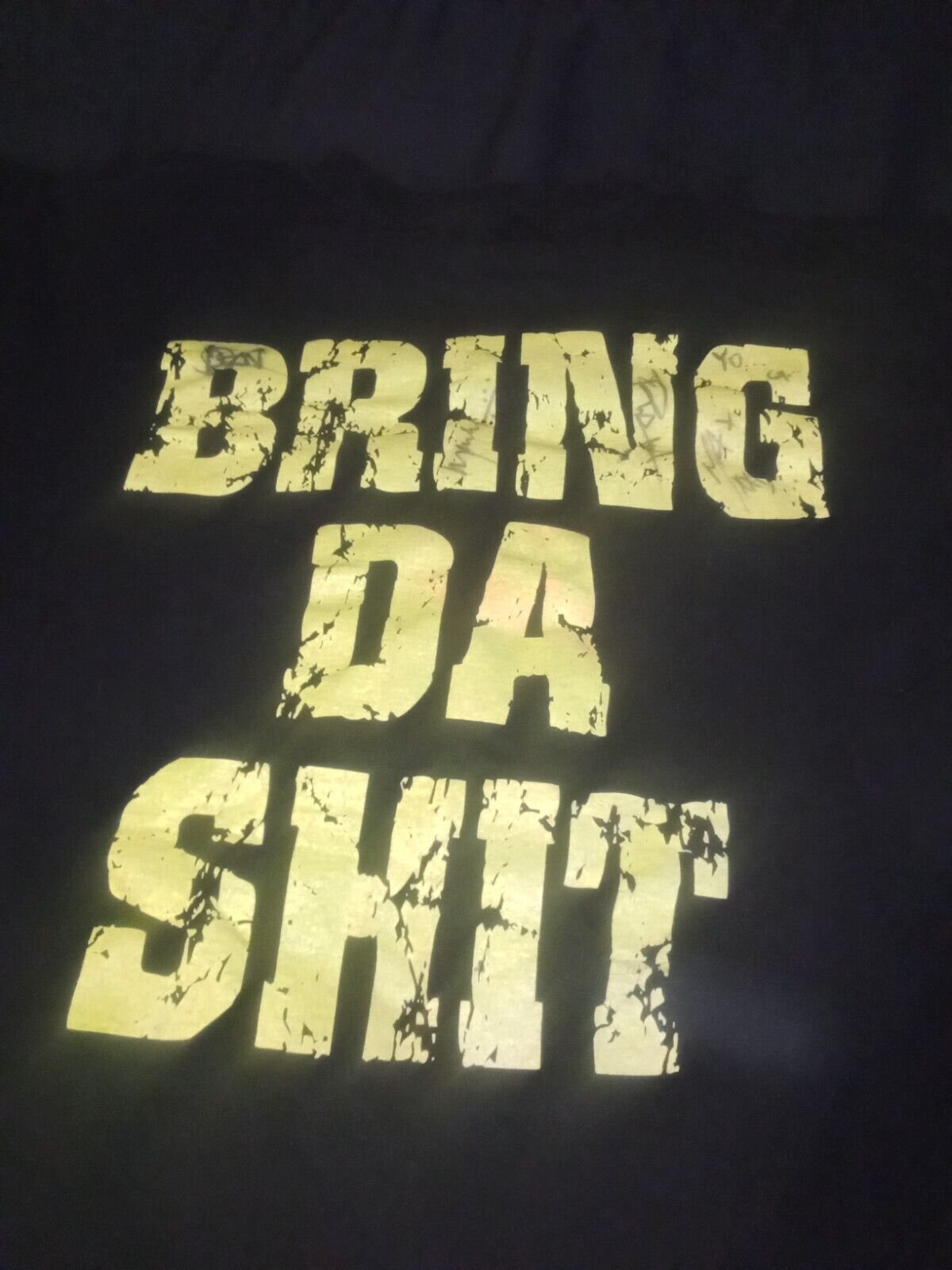Vintage SOULFLY - BRING DA SH*T Tee AUTOGRAPHED/GL OW IN THE DARK (XL Blue Grape