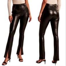 Abercrombie & Fitch the skinny ultra high rise black faux leather front ank slit