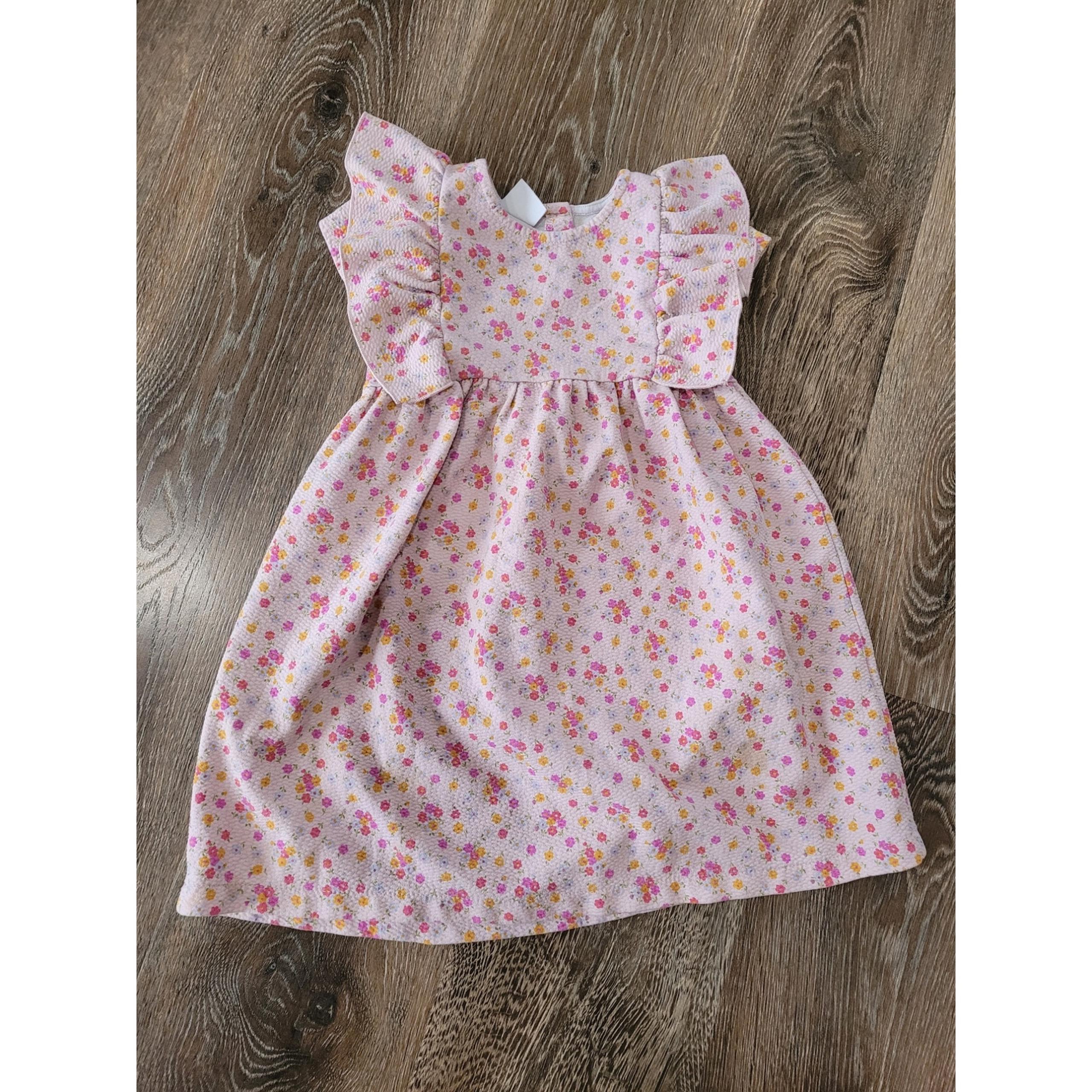Zara Girls Floral Pink Dress with Ruffles size 4-5 year old #5