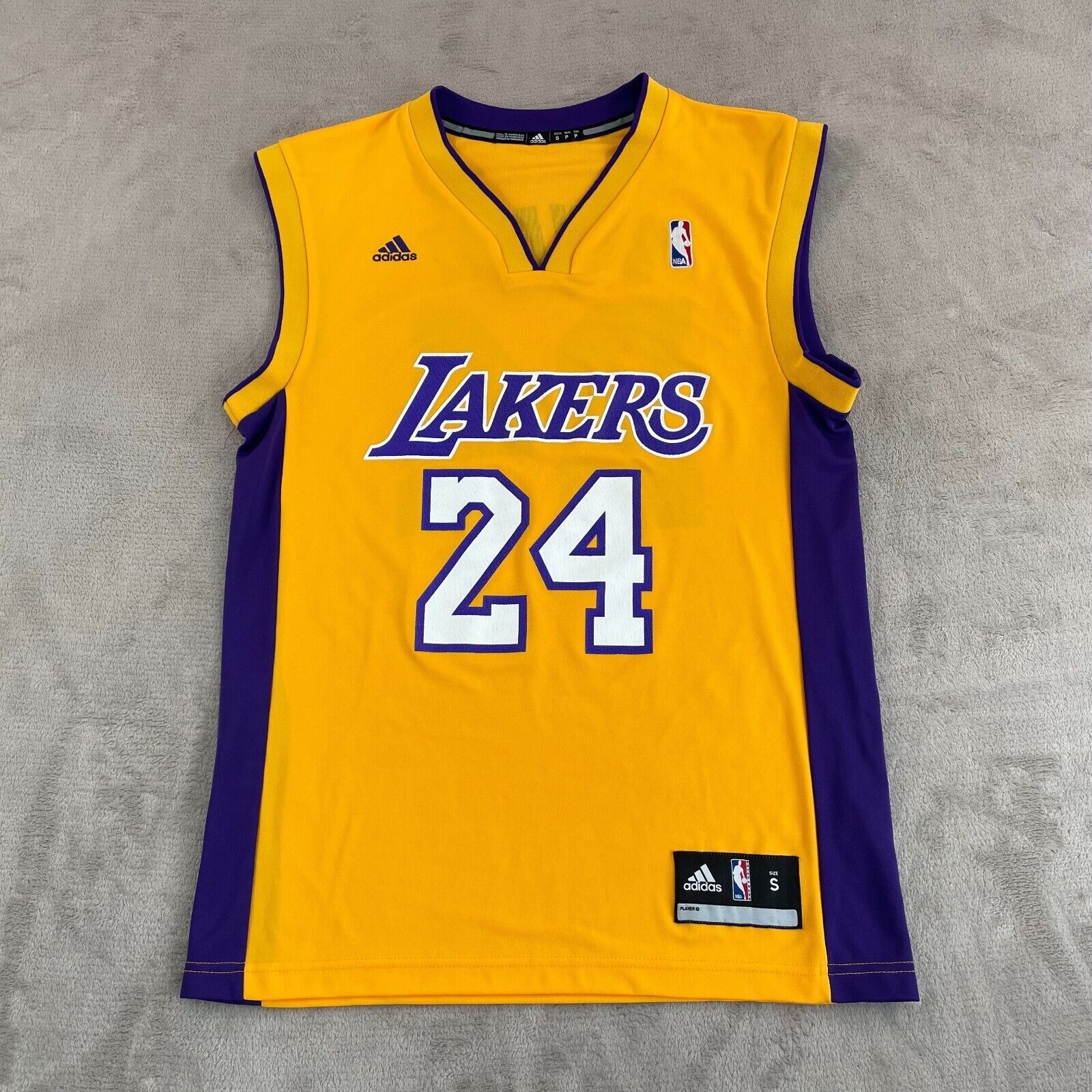 Adidas Kobe Black Mamba Bryant 24 NBA Jersey Men Small Gold Purple NWOT