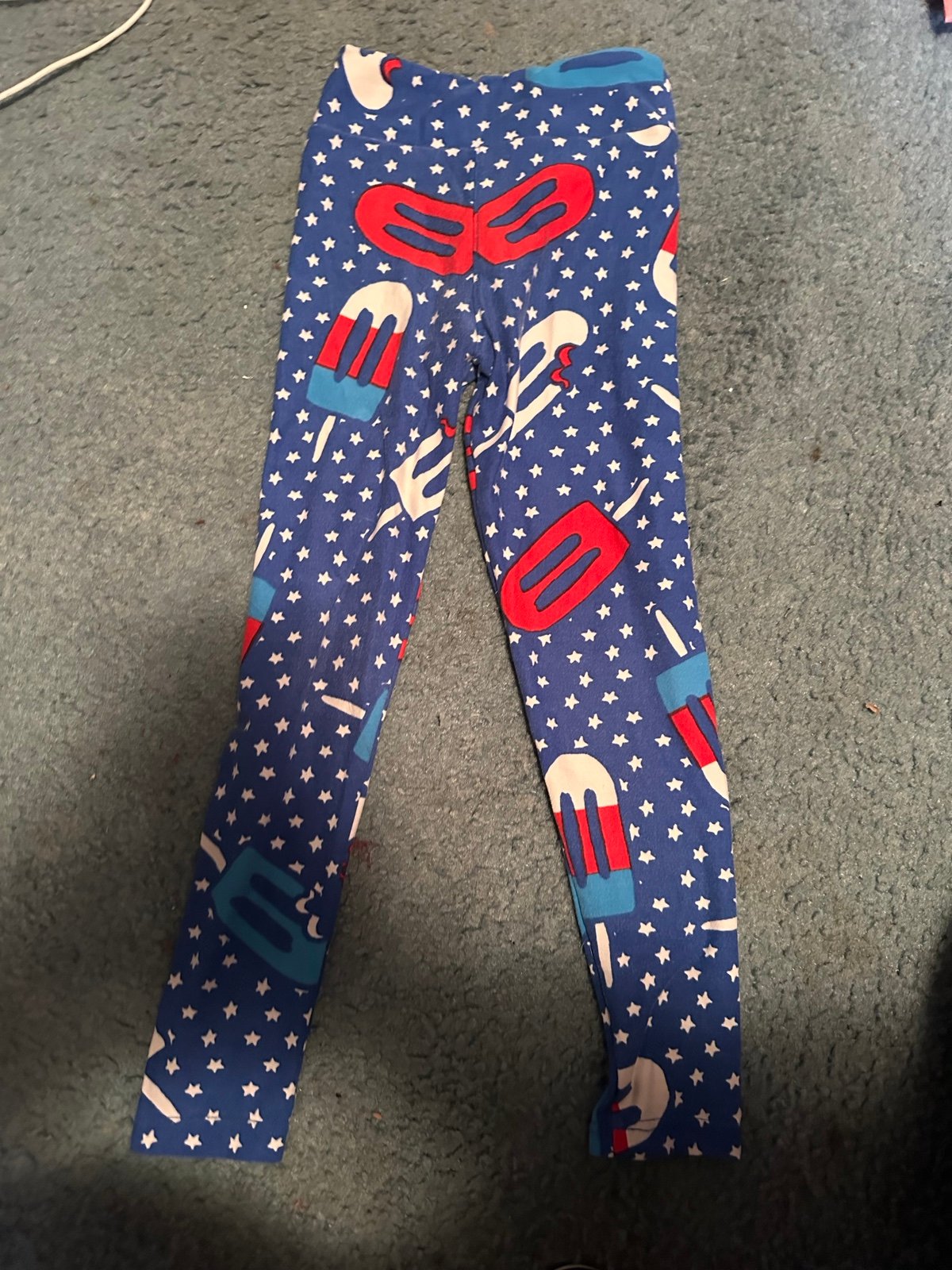 Lularoe leggings for little girls red white and blue