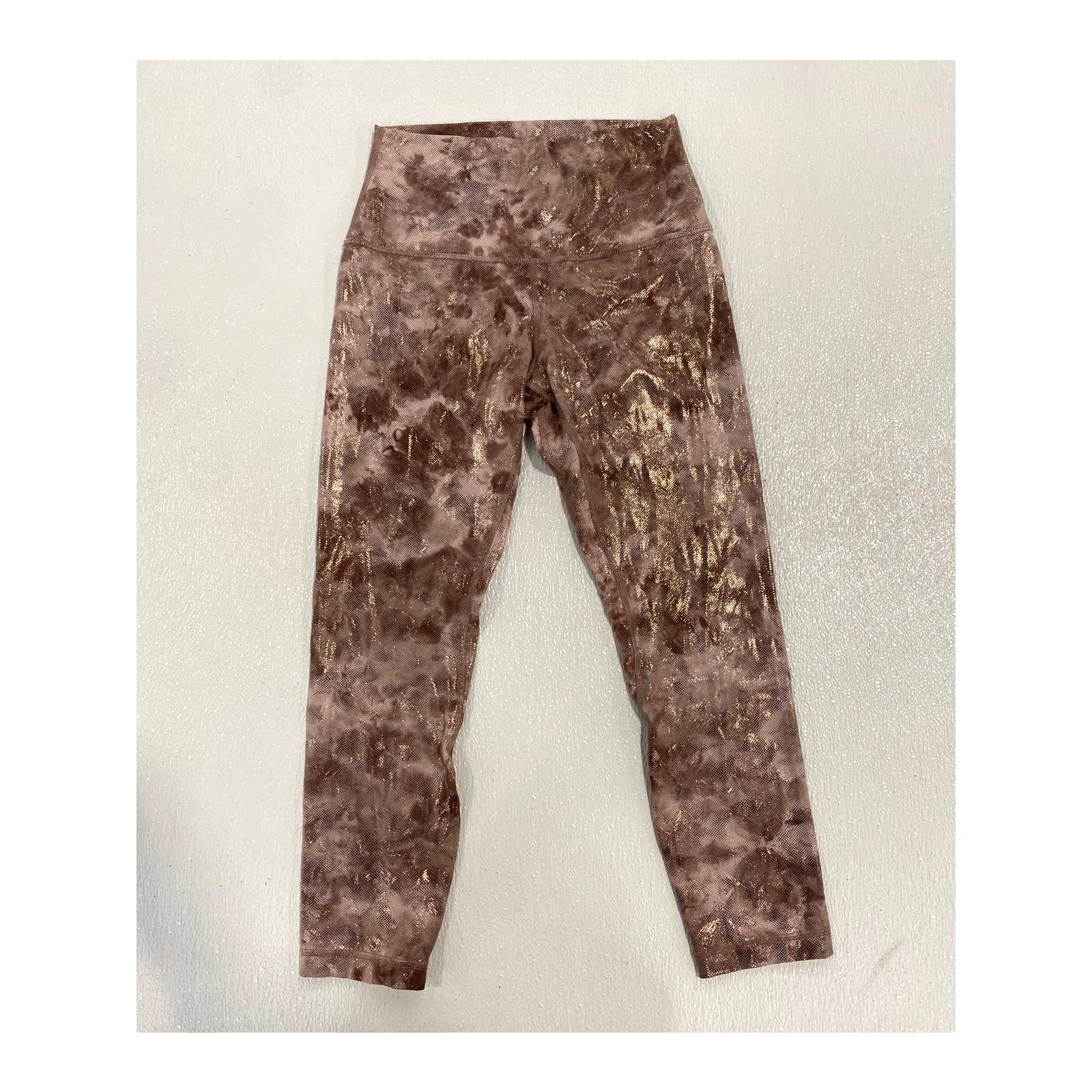 Lululemon Align High Rise Crop 23 Shine Diamond Dye Misty Shell Cacao Foil Sz 6
