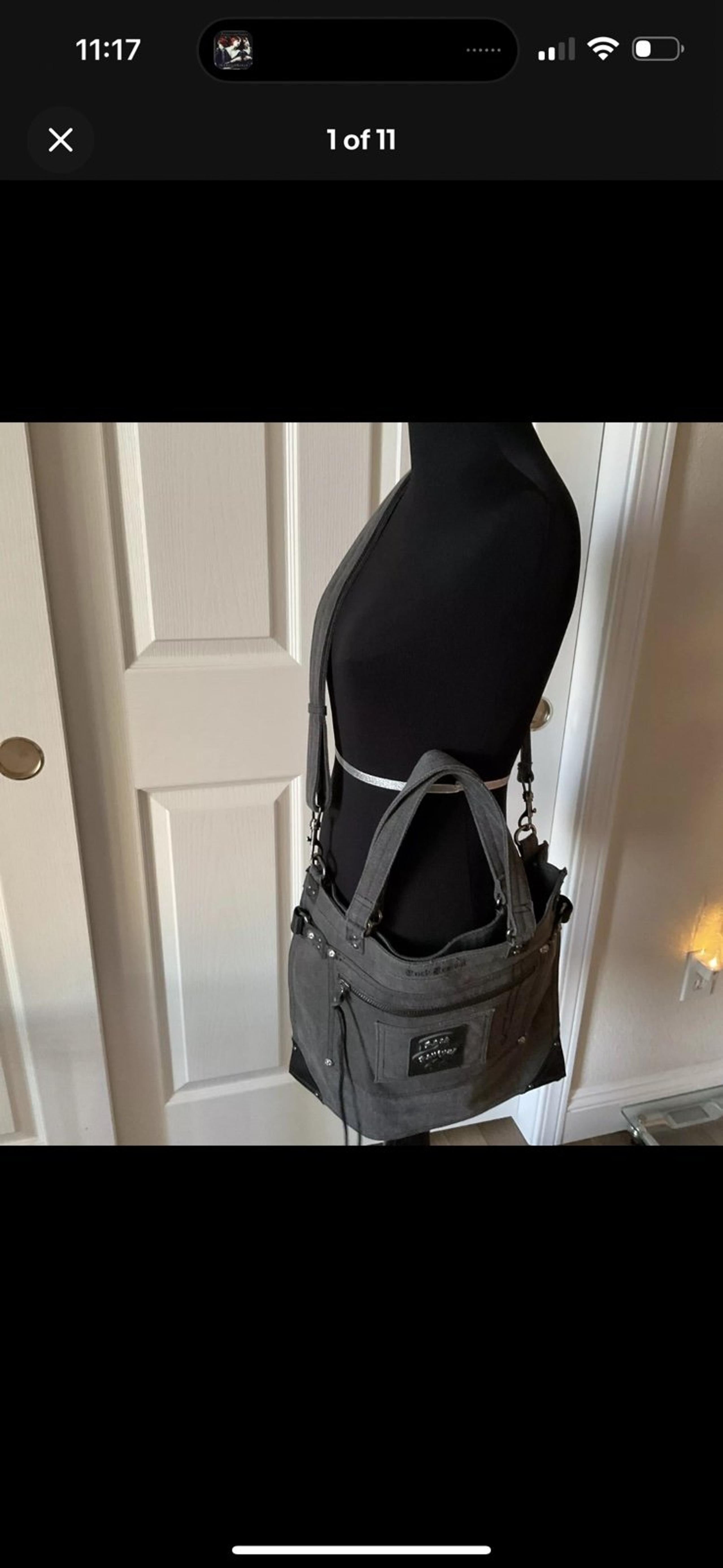 Denim ROCK REVIVAL Large Tote Gray & Black