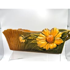 Excl. Roseville 8 in 387 rectangular planter Peony Daisy 1940s Green Terracotta
