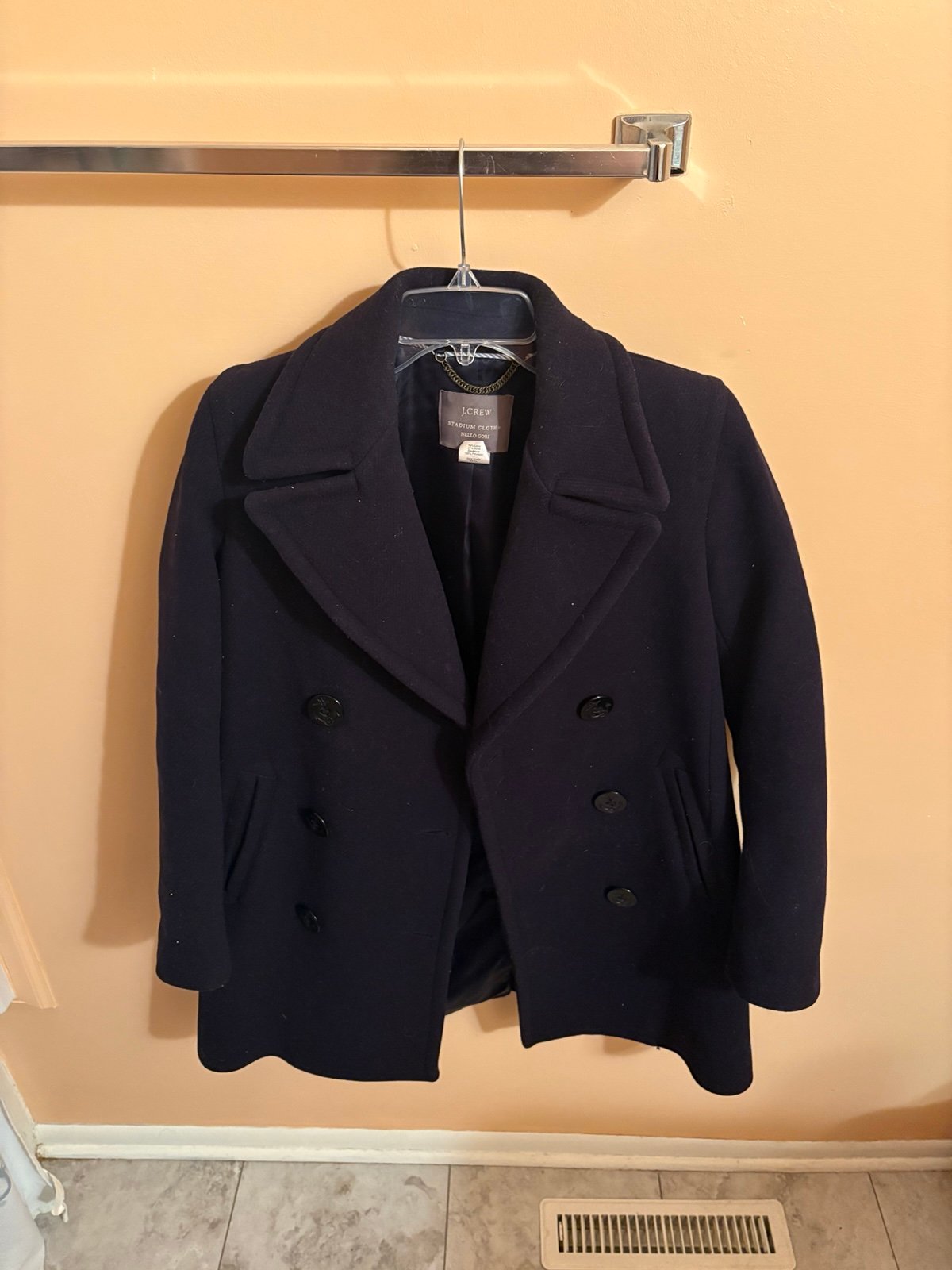 J. Crew Stadium Cloth by Nello Gori Wool Navy Peacoat