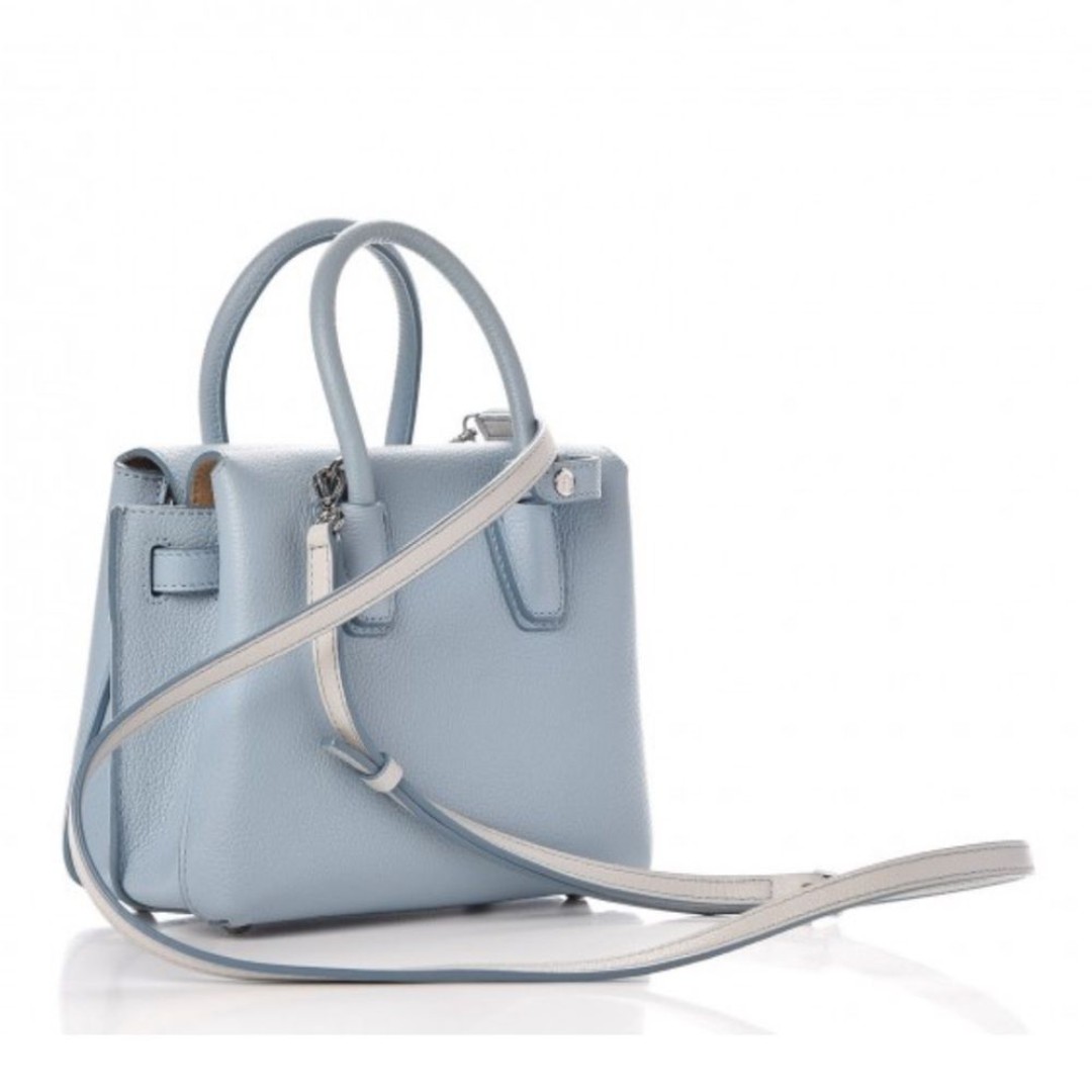 MCM Grained Calfskin Mini Milla Tote Sky Blue
