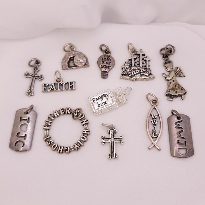 Lot of 12 Religious Christian Bracelet Charms