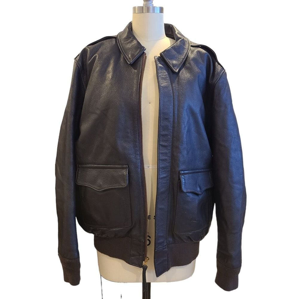 Gibson & Barnes A-2 Leather Flight Aviator Bomber Jacket 42 Removable Vest Liner