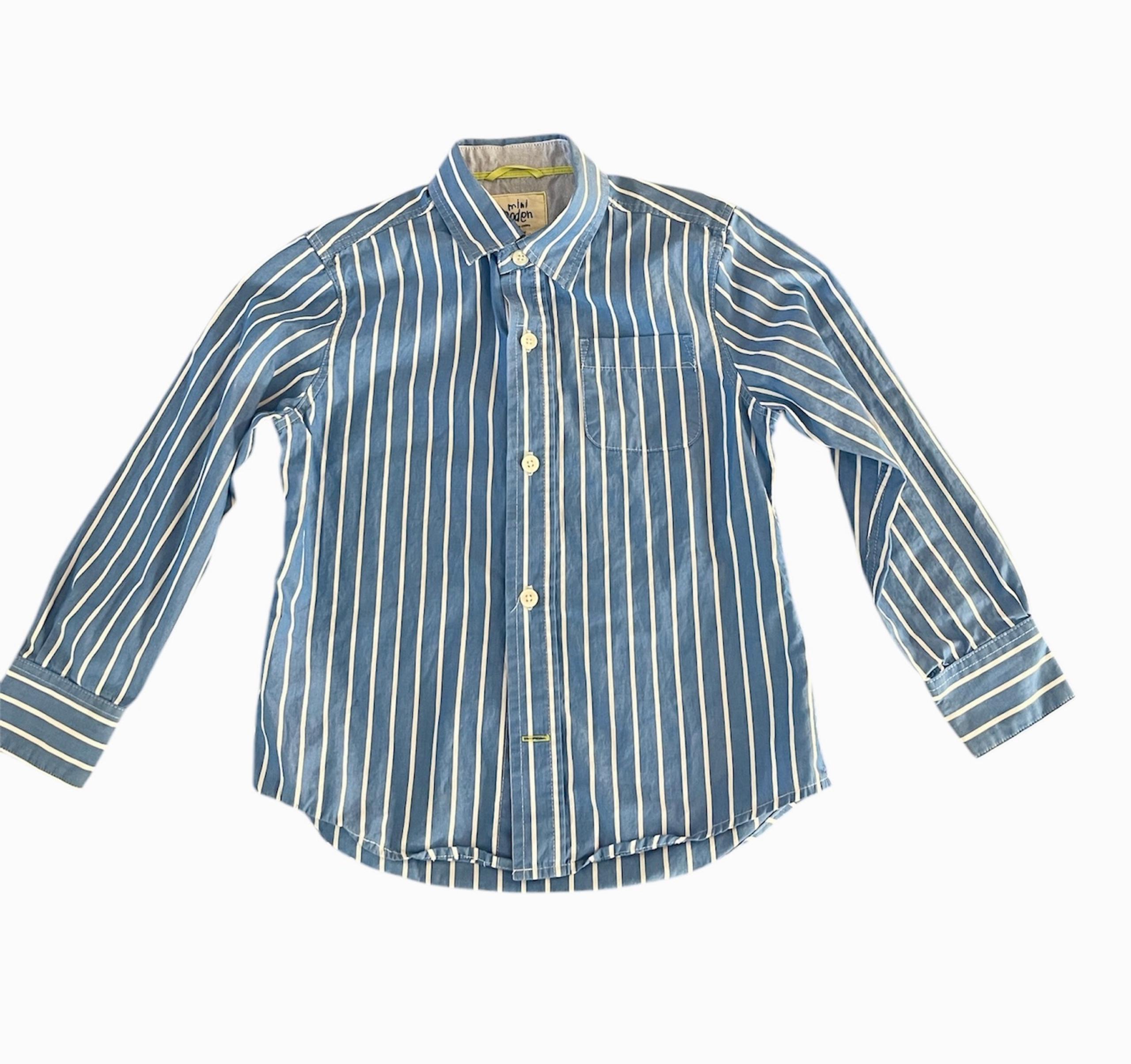 Mini Boden Casual Kids Boy’s Button Down Long Sleeve Shirt Size 4-5Y Blue